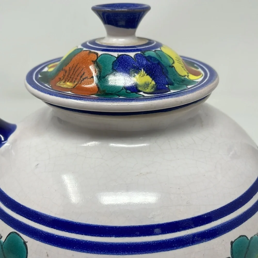Juan F. Guerrero Delores HGO GTO Mexican Flower Pottery Handpainted Teapot